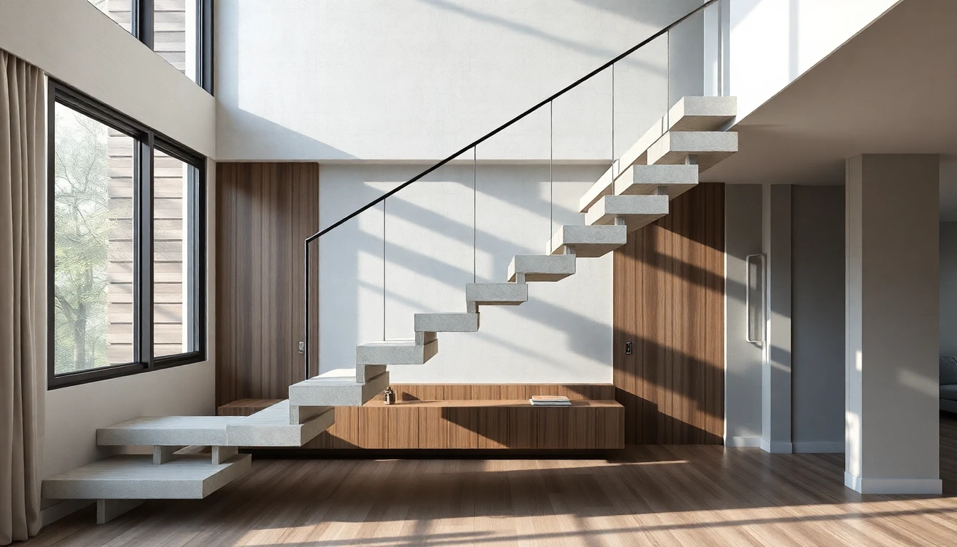 Concrete Floating Stairs Design – Residential