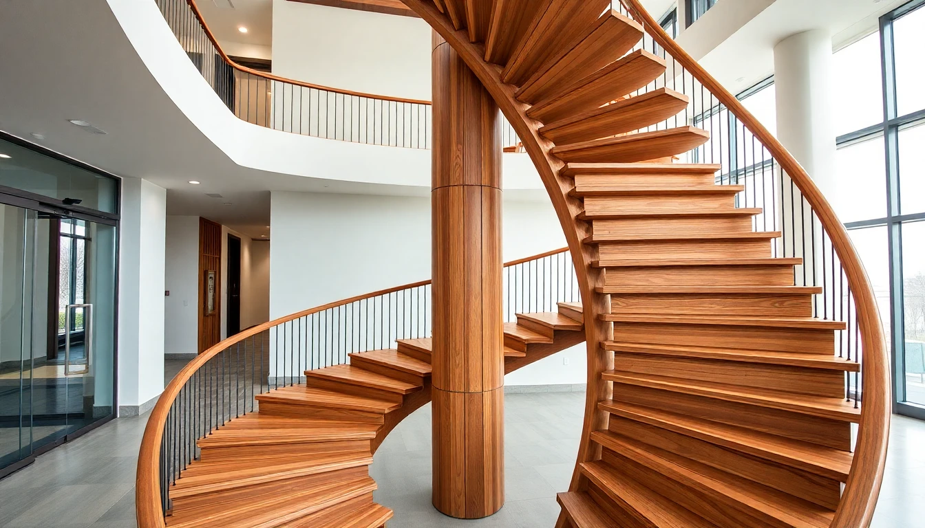 Custom Wood Spiral Staircase – Commercial