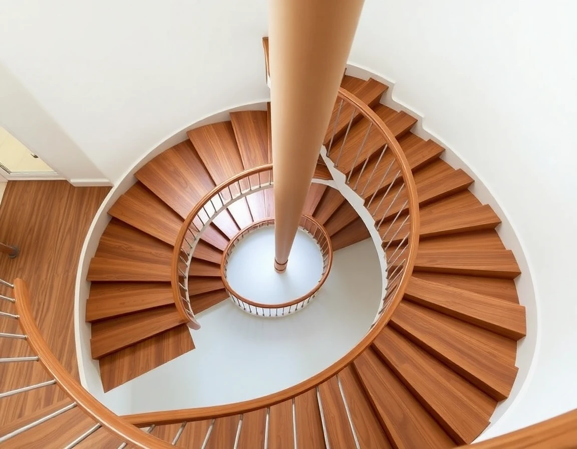 Custom Wood Spiral Staircase – Variant