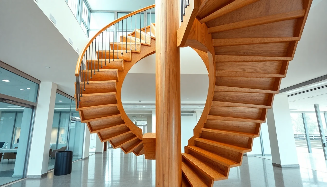 Custom Wooden Spiral Staircase – Commercial