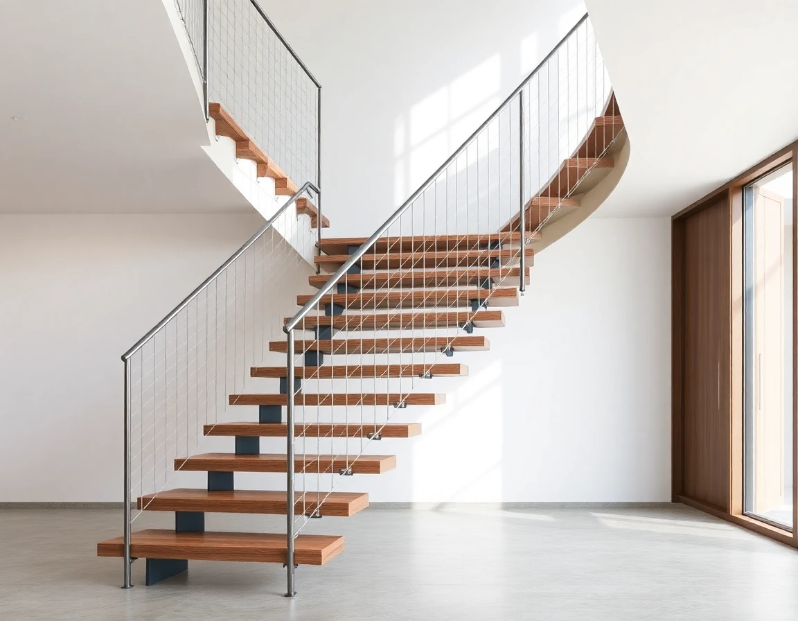 Floating Stairs With Cable Railing – Variant