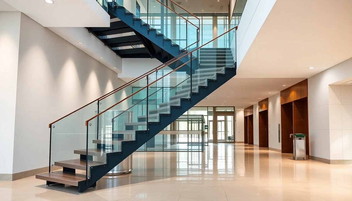 Floating Stairs With Glass Railing – Commercial