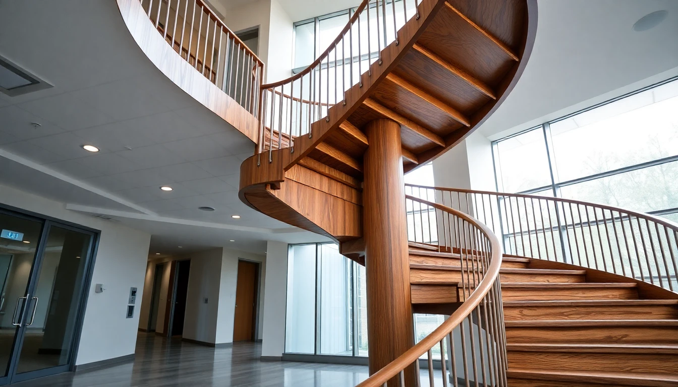 Wood Spiral Staircase Outdoor – Commercial